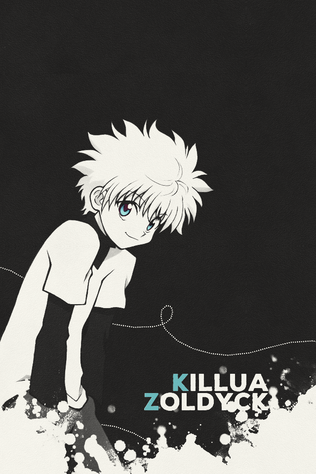killua wallpaper iphone,cartoon,anime,illustration,black and white,monochrome