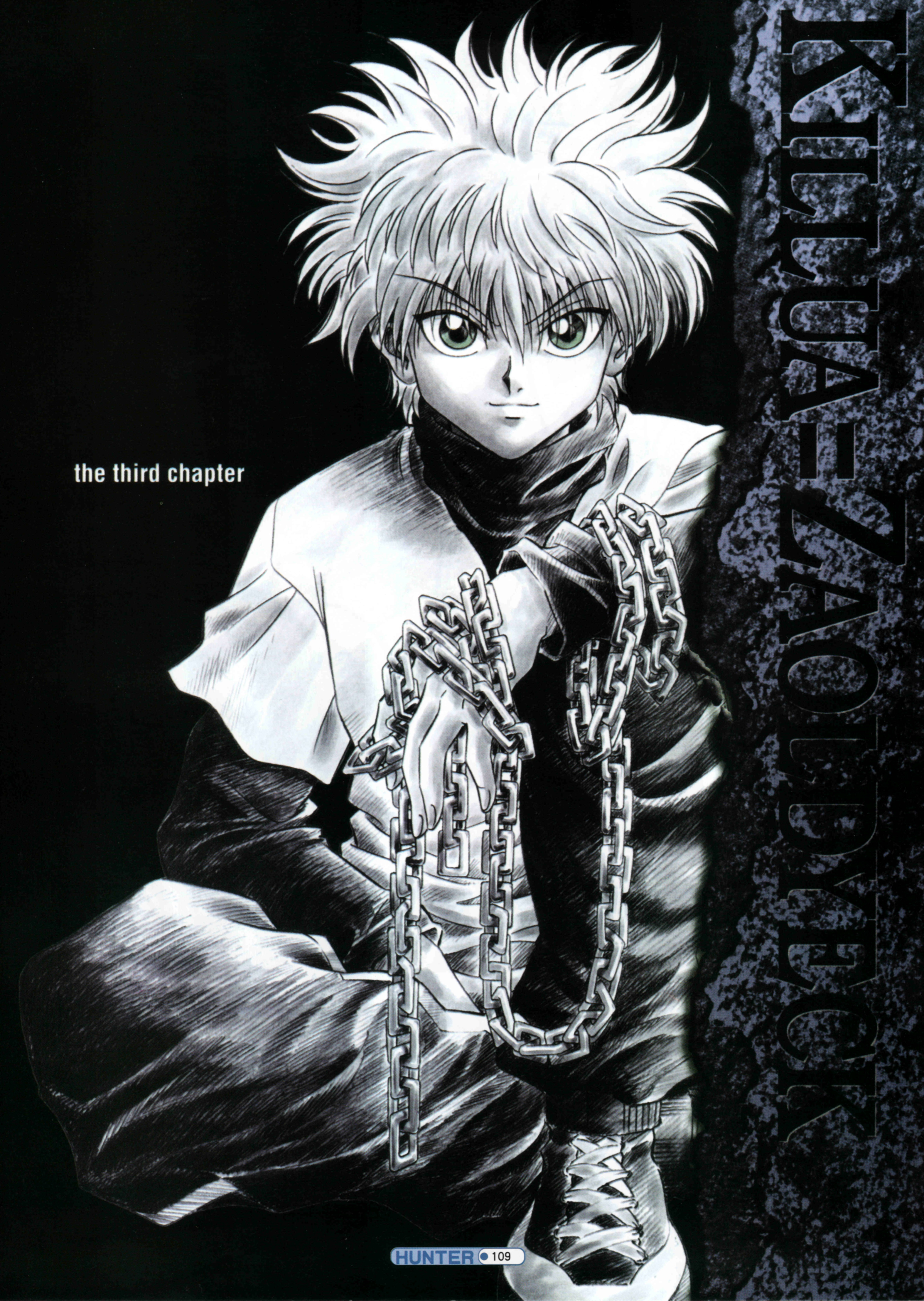 fond d'écran killua zoldyck,anime,dessin animé,monochrome,noir et blanc,illustration