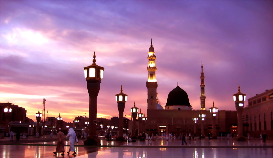 masjid e nabvi fond d'écran,ciel,mosquée,zone métropolitaine,crépuscule,soirée