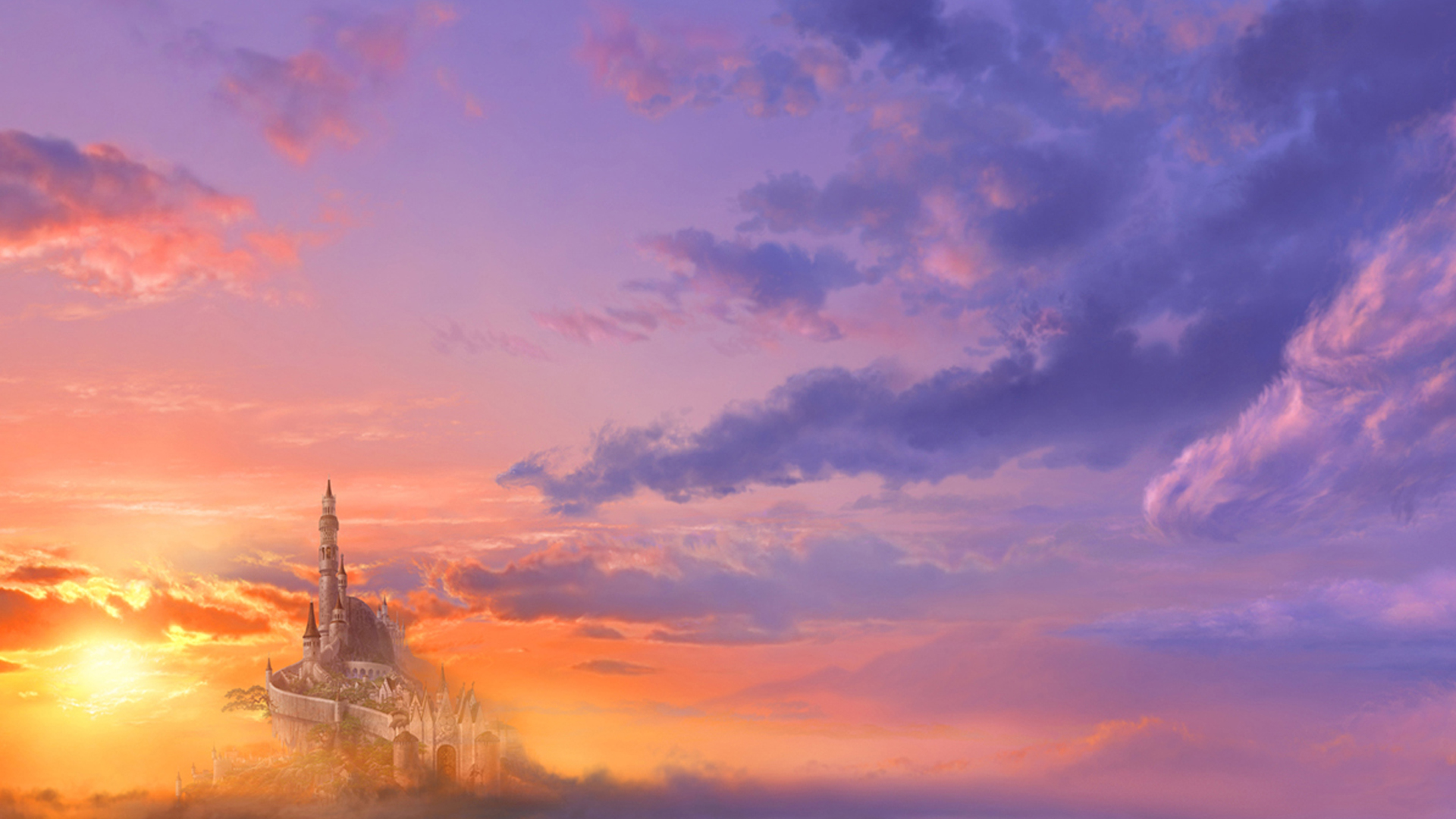castle in the sky wallpaper,sky,cloud,afterglow,sunset,atmospheric phenomenon