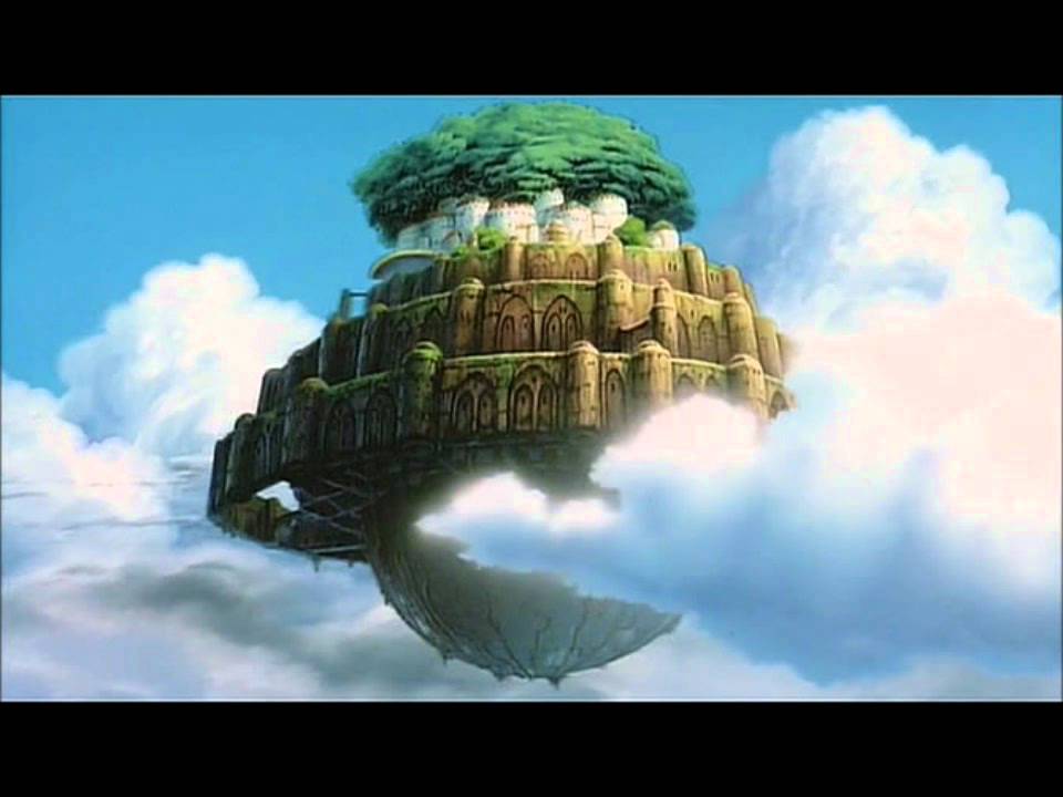 空の城の壁紙,アニメーション,世界,空,木,cgアートワーク