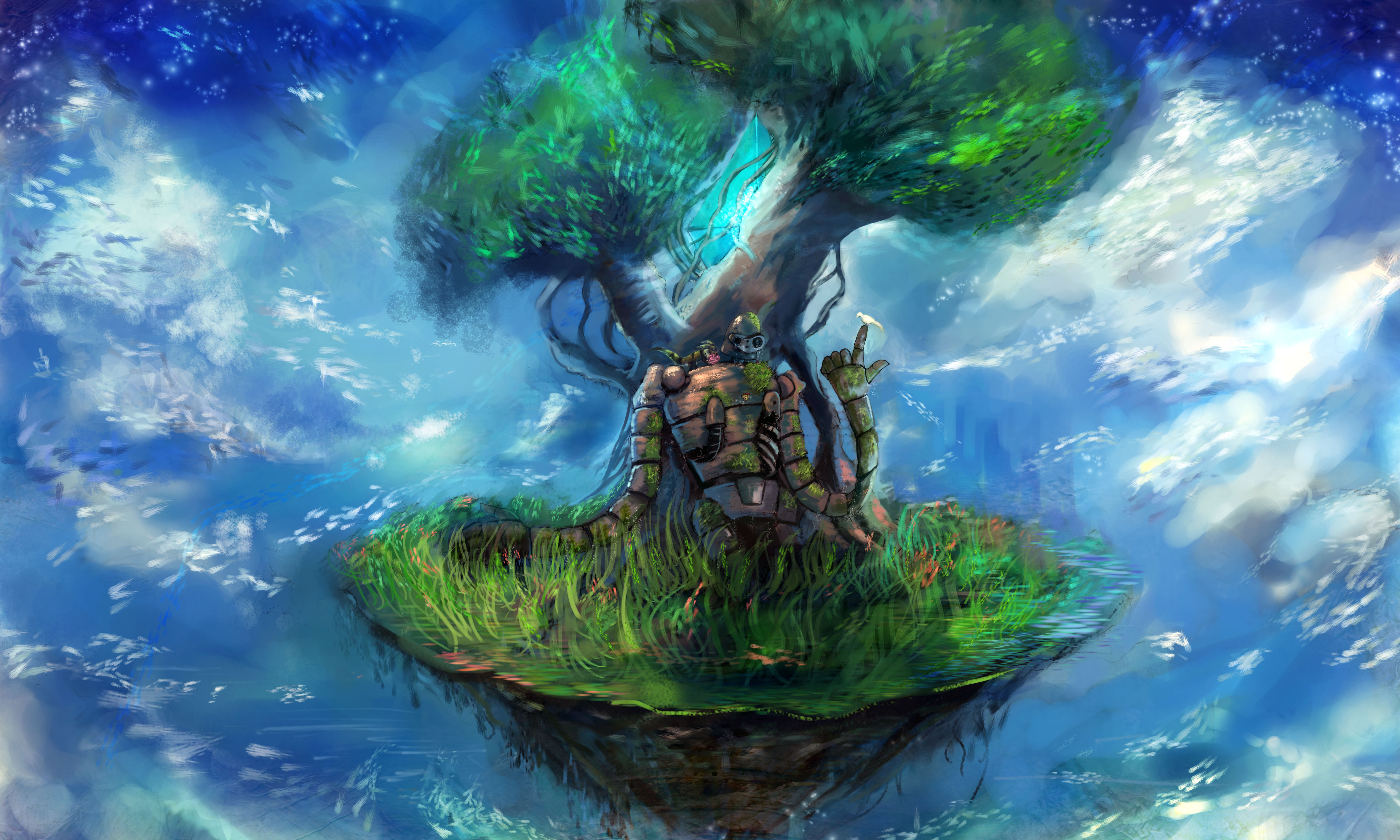 schloss im himmel tapete,natur,himmel,baum,cg kunstwerk,mythologie