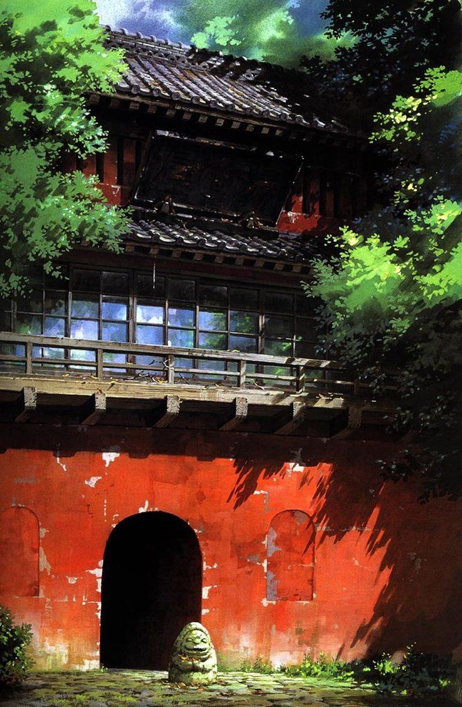 ghibli wallpaper iphone,natur,natürliche landschaft,die architektur,baum,landschaft