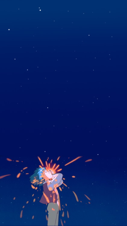 ghibli wallpaper iphone,blau,himmel,atmosphäre,elektrisches blau,feuerwerk