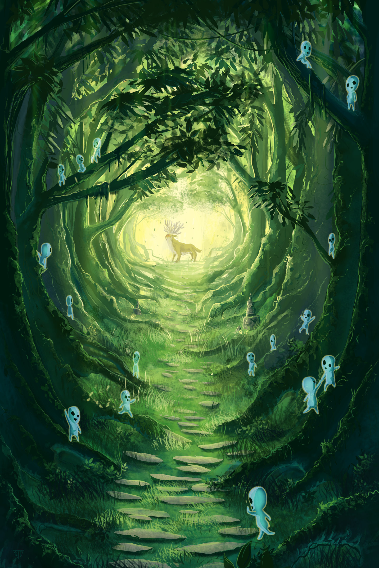 ghibli fondos de pantalla iphone,verde,agua,arte,artes visuales,pintura