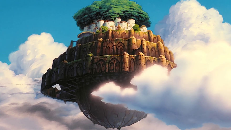 宮崎駿壁紙,空,雲,世界,アニメーション,図