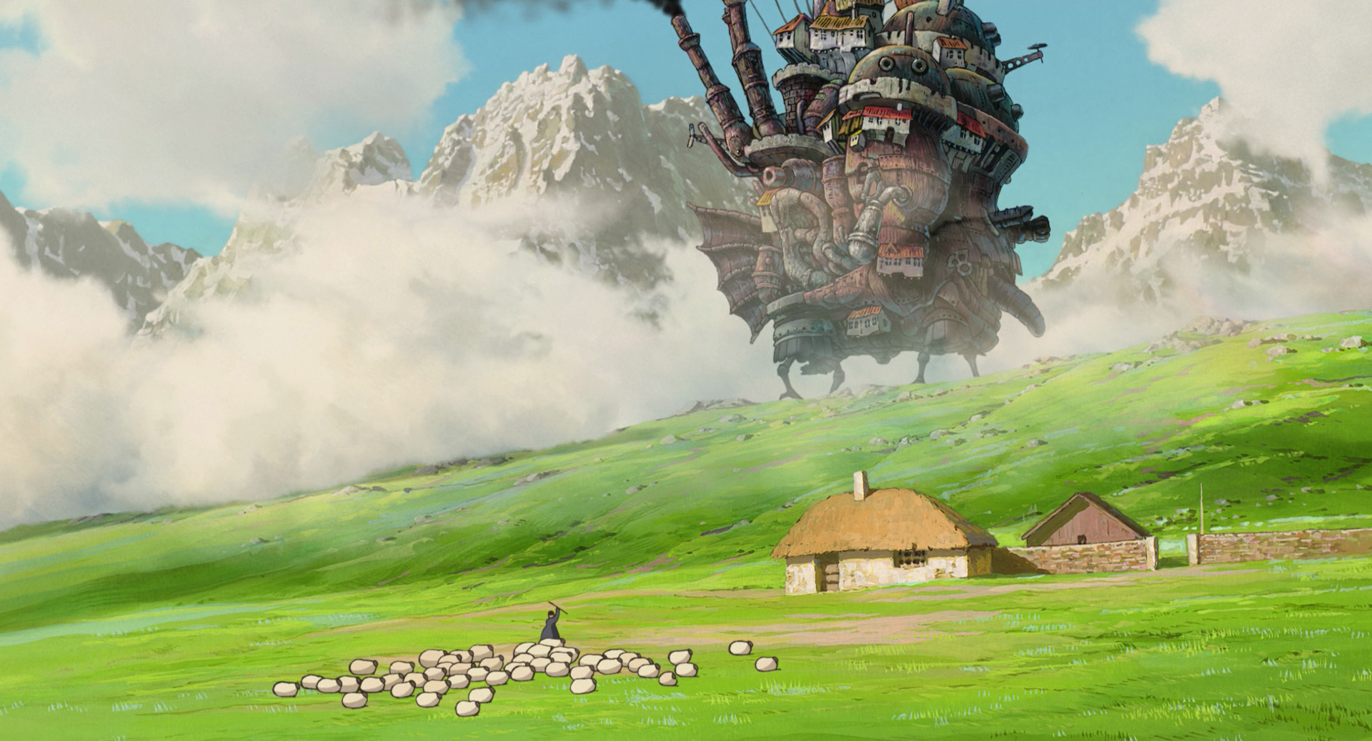 fondo de pantalla de hayao miyazaki,paisaje natural,pradera,césped,paisaje,área rural