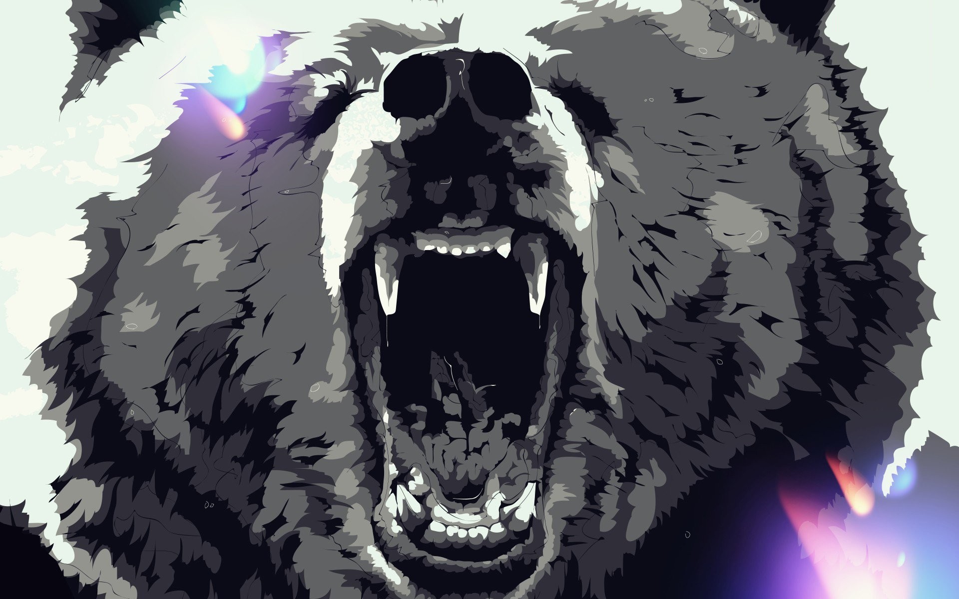 sfondo per la foto del profilo,orso grizzly,lupo,grugno,ruggito,illustrazione