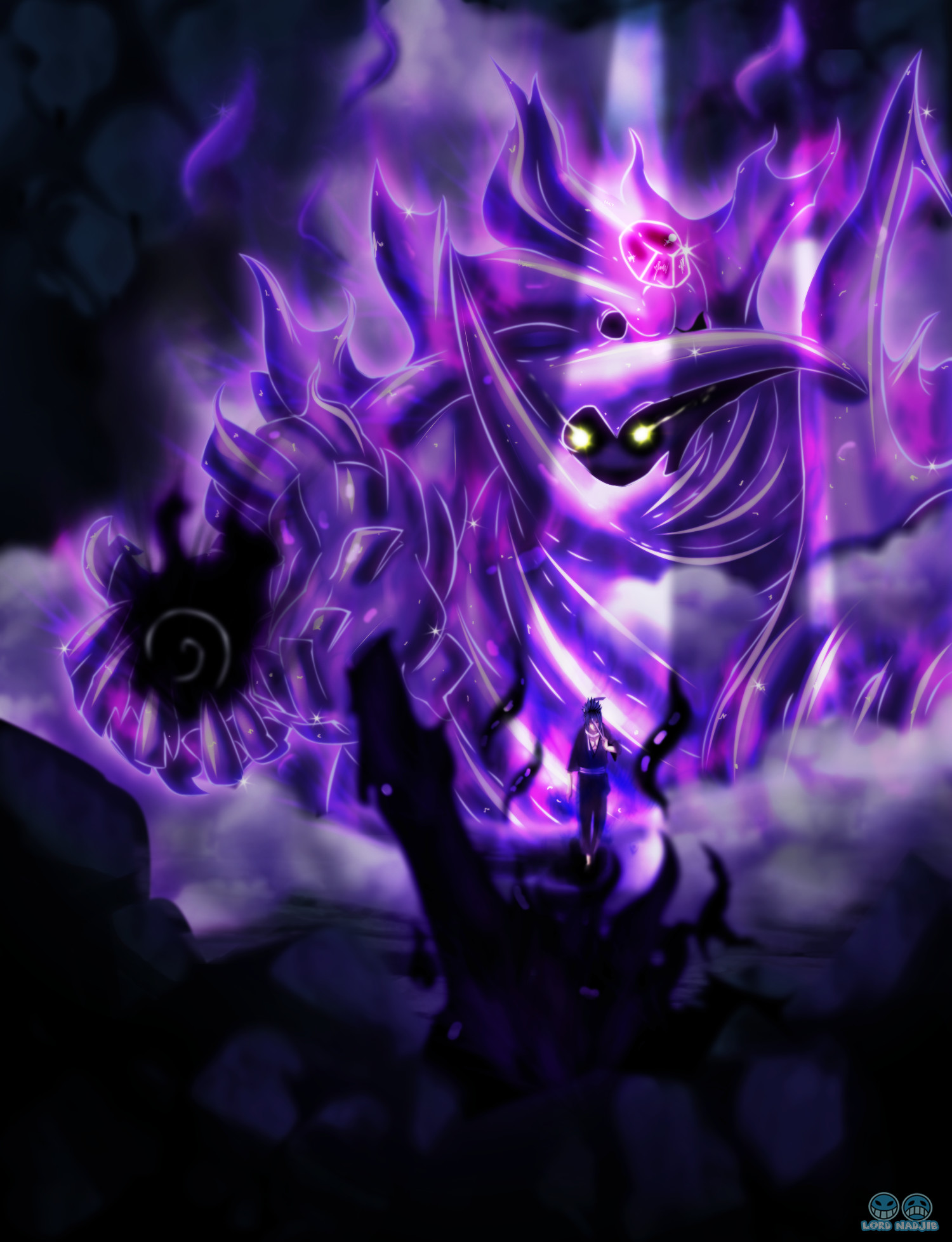 sasuke susanoo wallpaper hd,purple,violet,cg artwork,fictional character,graphic design