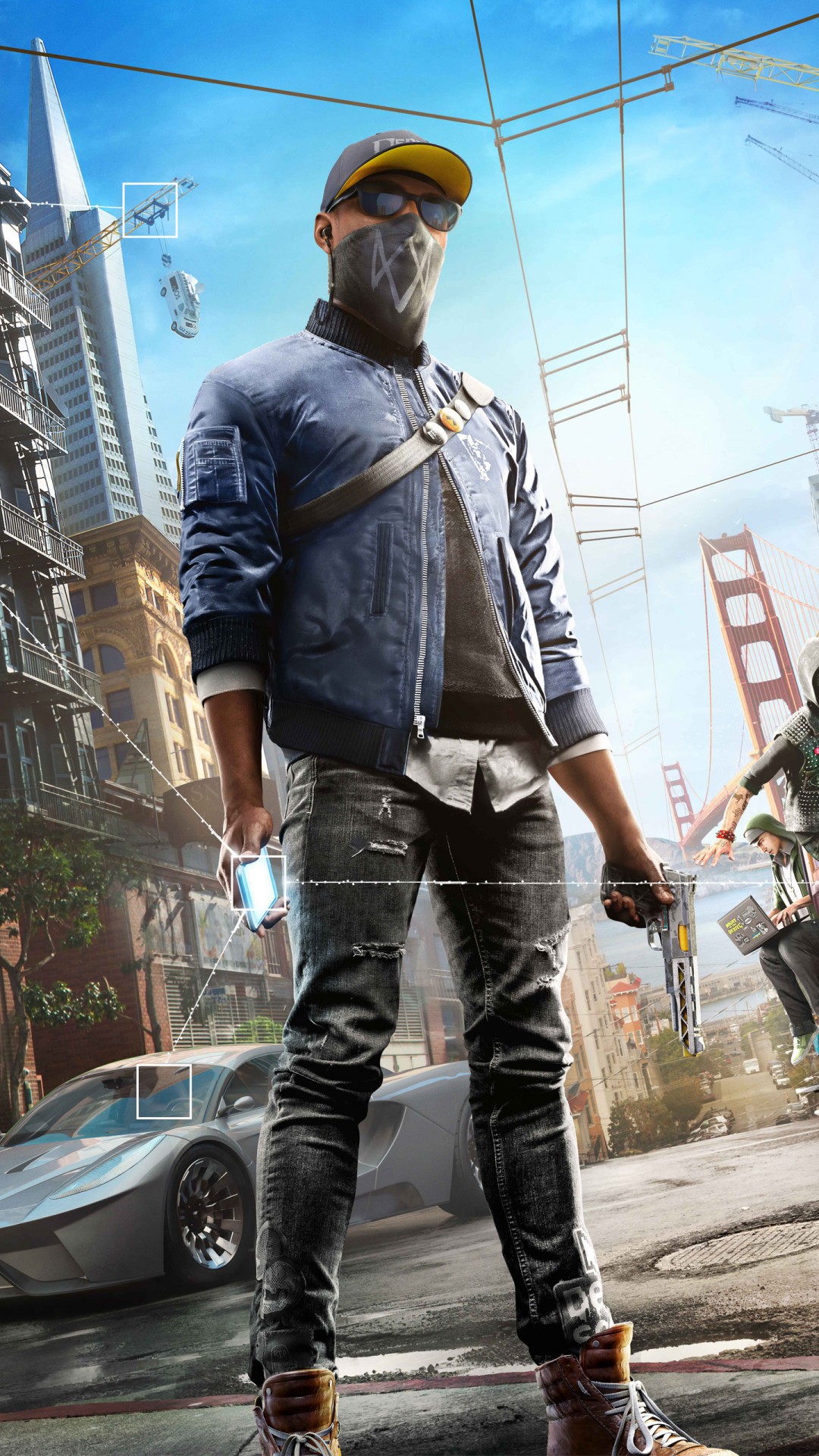 watch dogs 2 sfondi iphone,abbigliamento da lavoro,copricapo,pelle,giacca di pelle,giacca