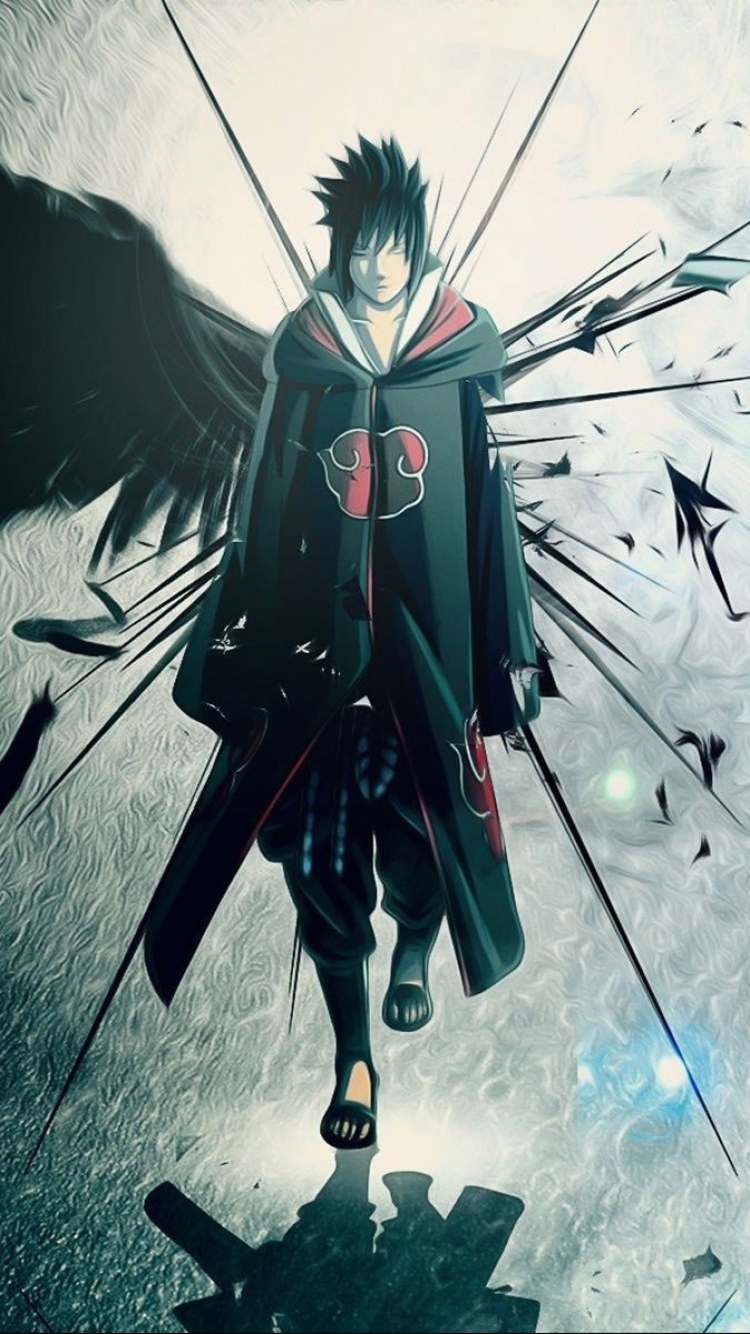 fond d'écran sasuke uchiha iphone,anime,oeuvre de cg,cheveux noirs,personnage fictif,illustration