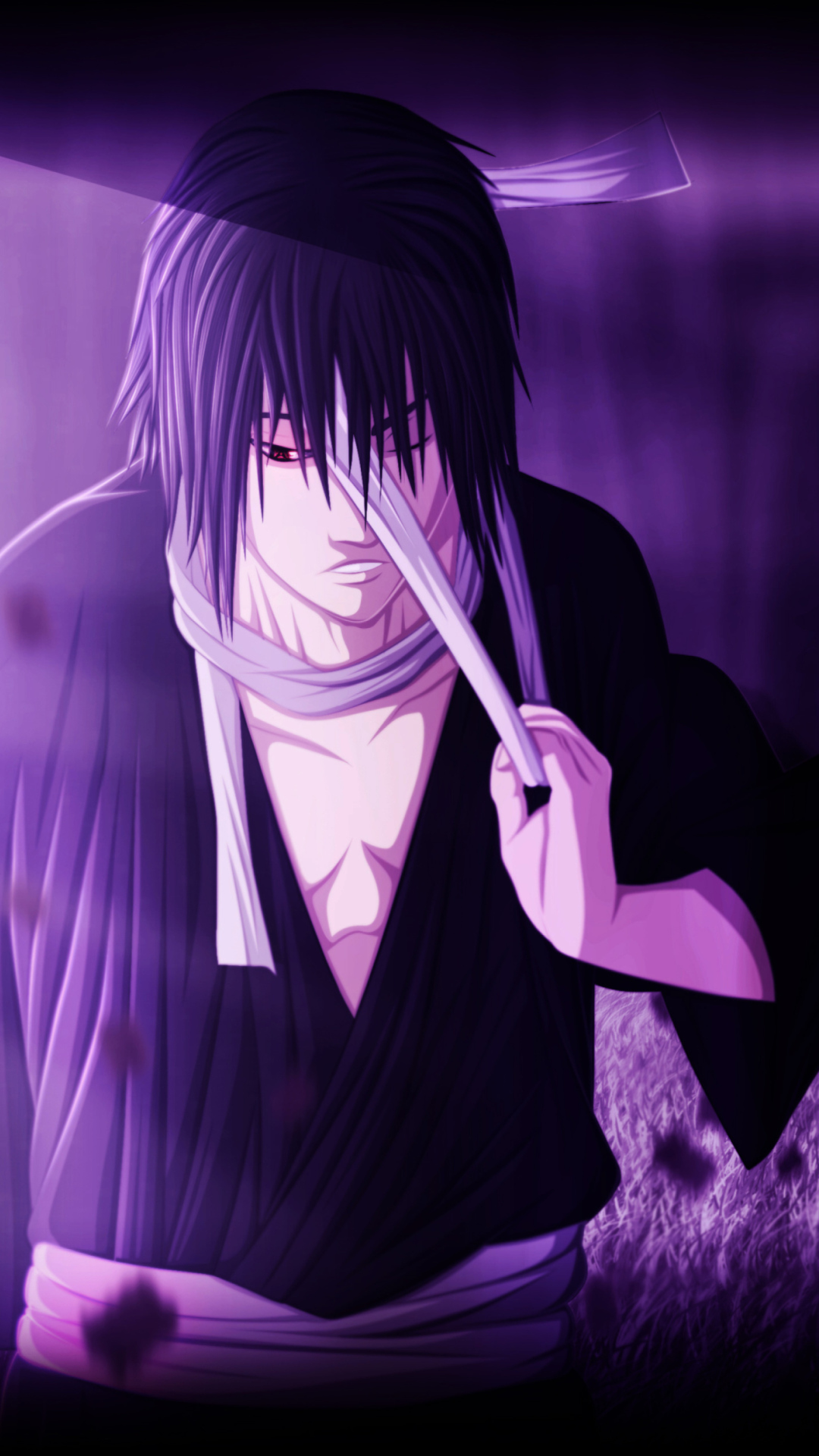 fond d'écran sasuke uchiha iphone,dessin animé,violet,anime,violet,cheveux noirs