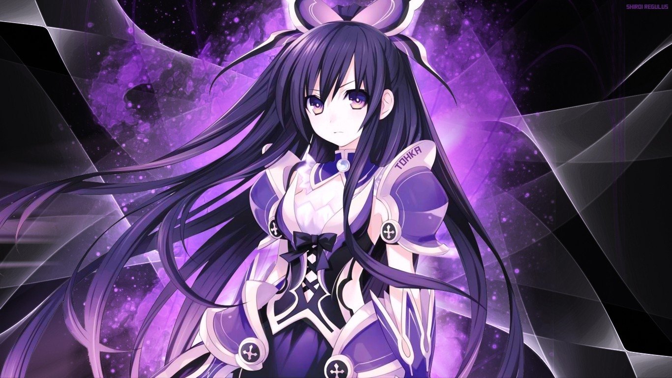 carta da parati tohka yatogami,anime,cg artwork,viola,viola,cartone animato