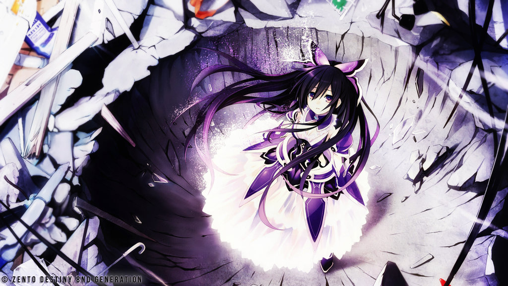 tohka yatogami tapete,cg kunstwerk,anime,lila,illustration,grafikdesign