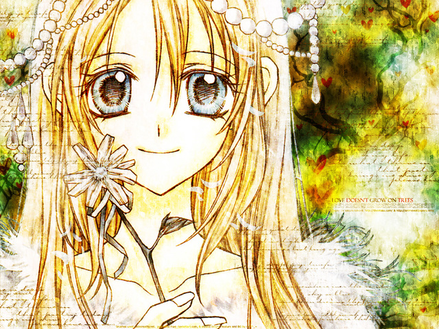 wallpaper anime cantik,cartoon,anime,yellow,illustration,long hair