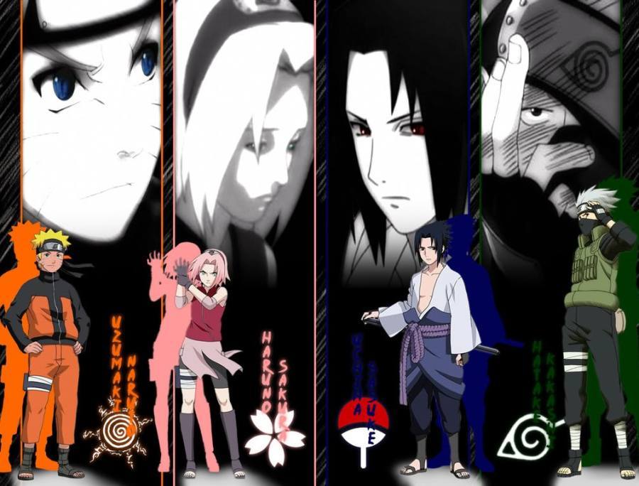 fond d'écran sasuke dan sakura,dessin animé,anime,dessin animé,animation,personnage fictif