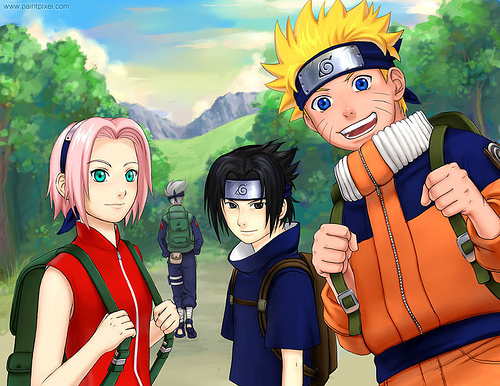 wallpaper sasuke dan sakura,animated cartoon,anime,cartoon,naruto,adventure game