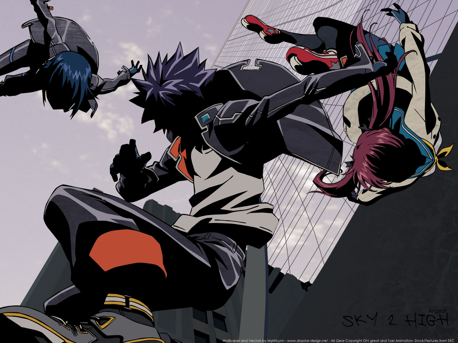 papier peint air gear,dessin animé,anime,conception graphique,illustration,personnage fictif