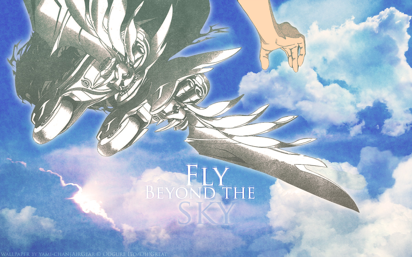 air gear wallpaper,sky,anime,cg artwork,wing,cloud