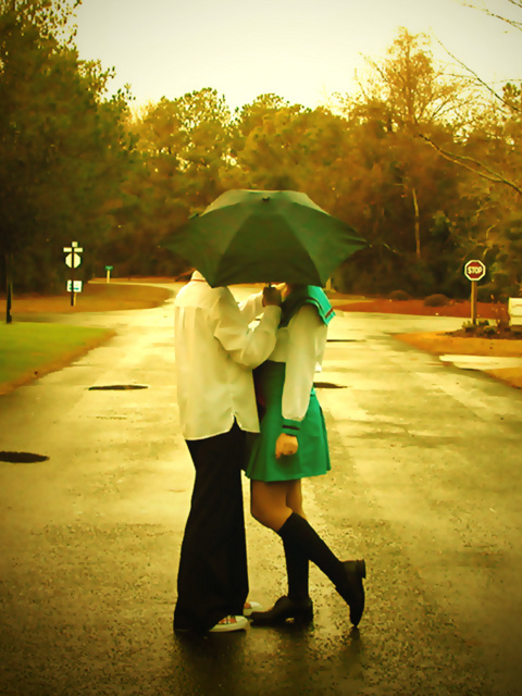 amour baiser fonds d'écran pour mobile,parapluie,vert,photographier,instantané,jaune