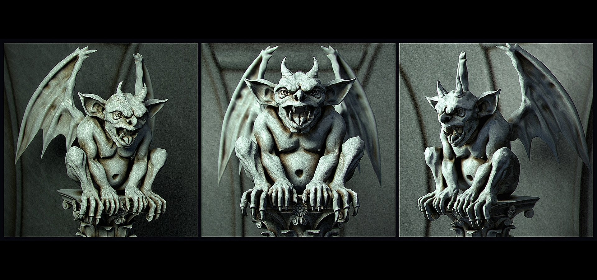 gargoyle wallpaper,fictional character,art,sculpture,demon,fiction