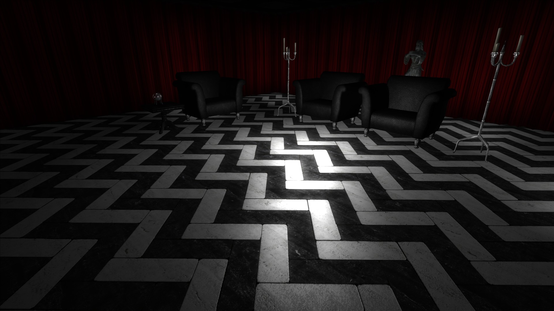 black lodge wallpaper,black,floor,light,flooring,line