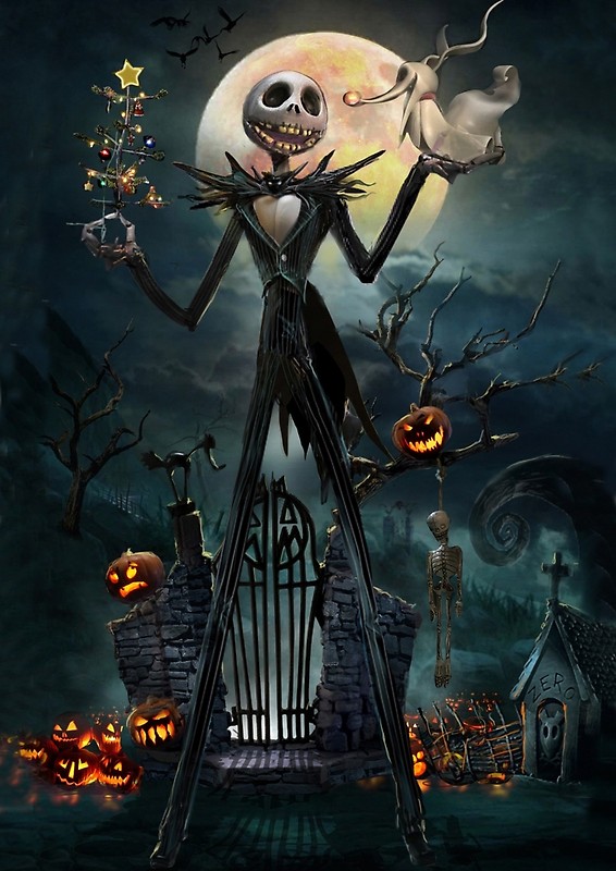 nightmare before christmas phone wallpaper,ghost,illustration,darkness,skull,cg artwork