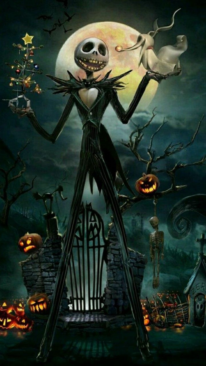 nightmare before christmas phone wallpaper,animated cartoon,illustration,cg artwork,art,animation