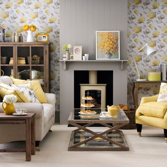 wallpaper decorating ideas living room,living room,room,white,furniture,yellow
