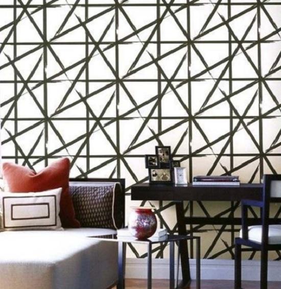 contemporary geometric wallpaper,wall,room,interior design,furniture,building
