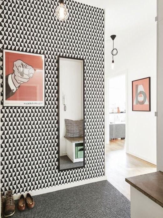 papier peint moderne noir et blanc,chambre,tuile,produit,design d'intérieur,sol