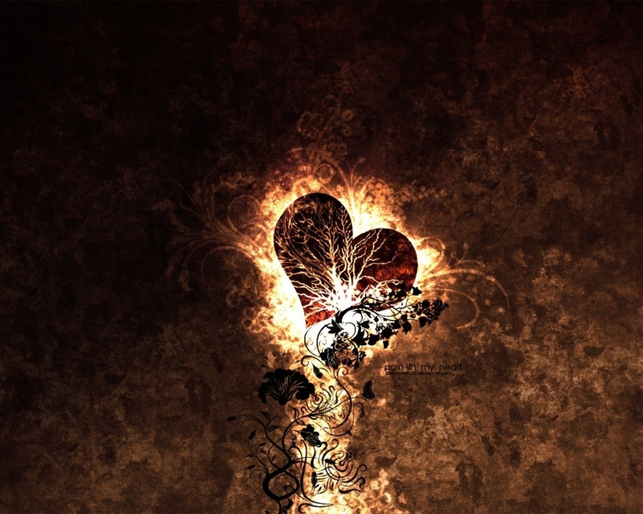 burning wallpaper,darkness,heart,organism,fractal art,flame