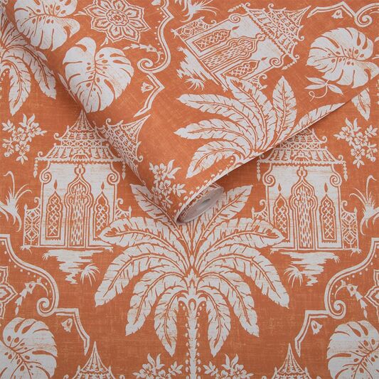 burnt orange wallpaper uk,pattern,orange,brown,leaf,wallpaper (#293109