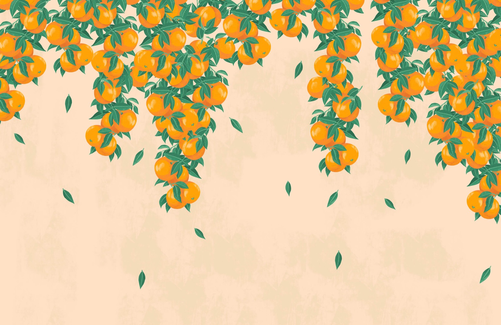 오렌지와 크림 벽지,잎,노랑,나무,식물,가을