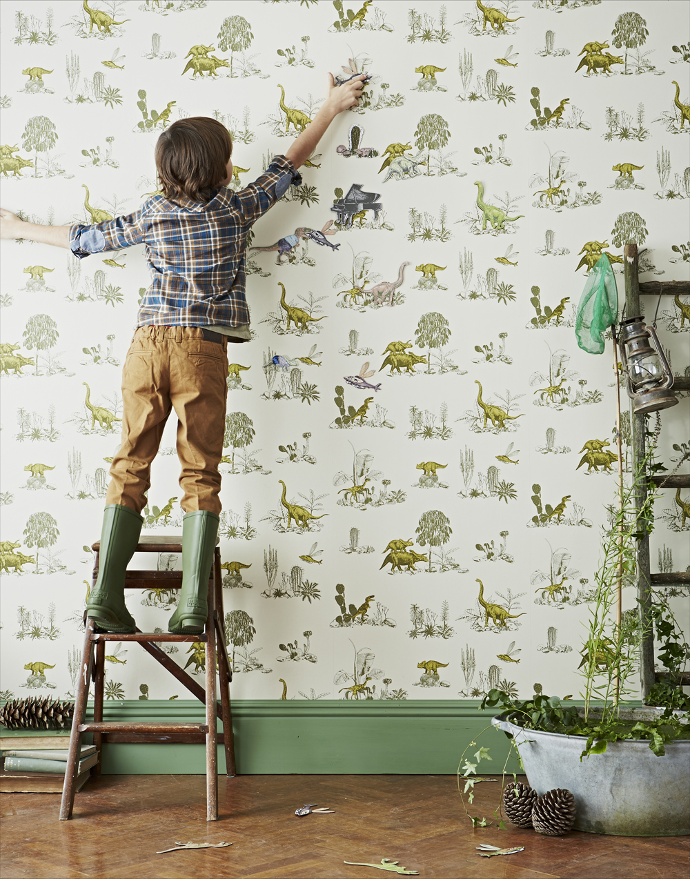 carta da parati dinosauro per camera da letto,verde,sfondo,parete,albero,tessile