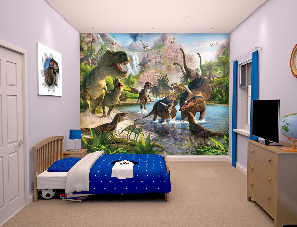 dinosaur wallpaper for bedroom,room,wall,interior design,mural,ceiling