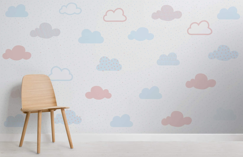 baby nursery wallpaper uk,wall sticker,wallpaper,cloud,wall,room