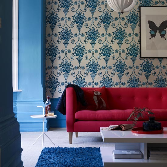 bold wallpaper designs,living room,wallpaper,blue,room,wall