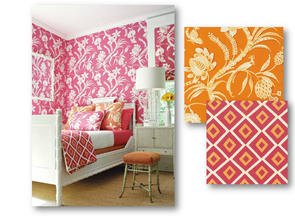 designs de papier peint audacieux,orange,chambre,meubles,mur,design d'intérieur