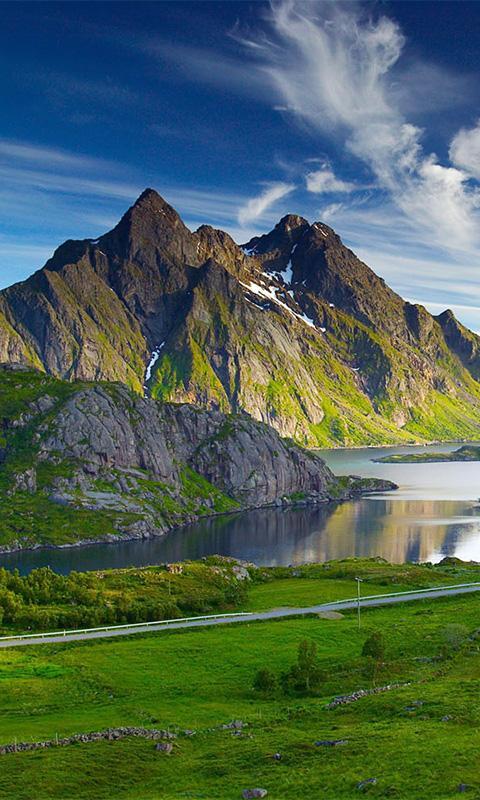 bergtapete für android,berg,natürliche landschaft,natur,gebirge,fjord
