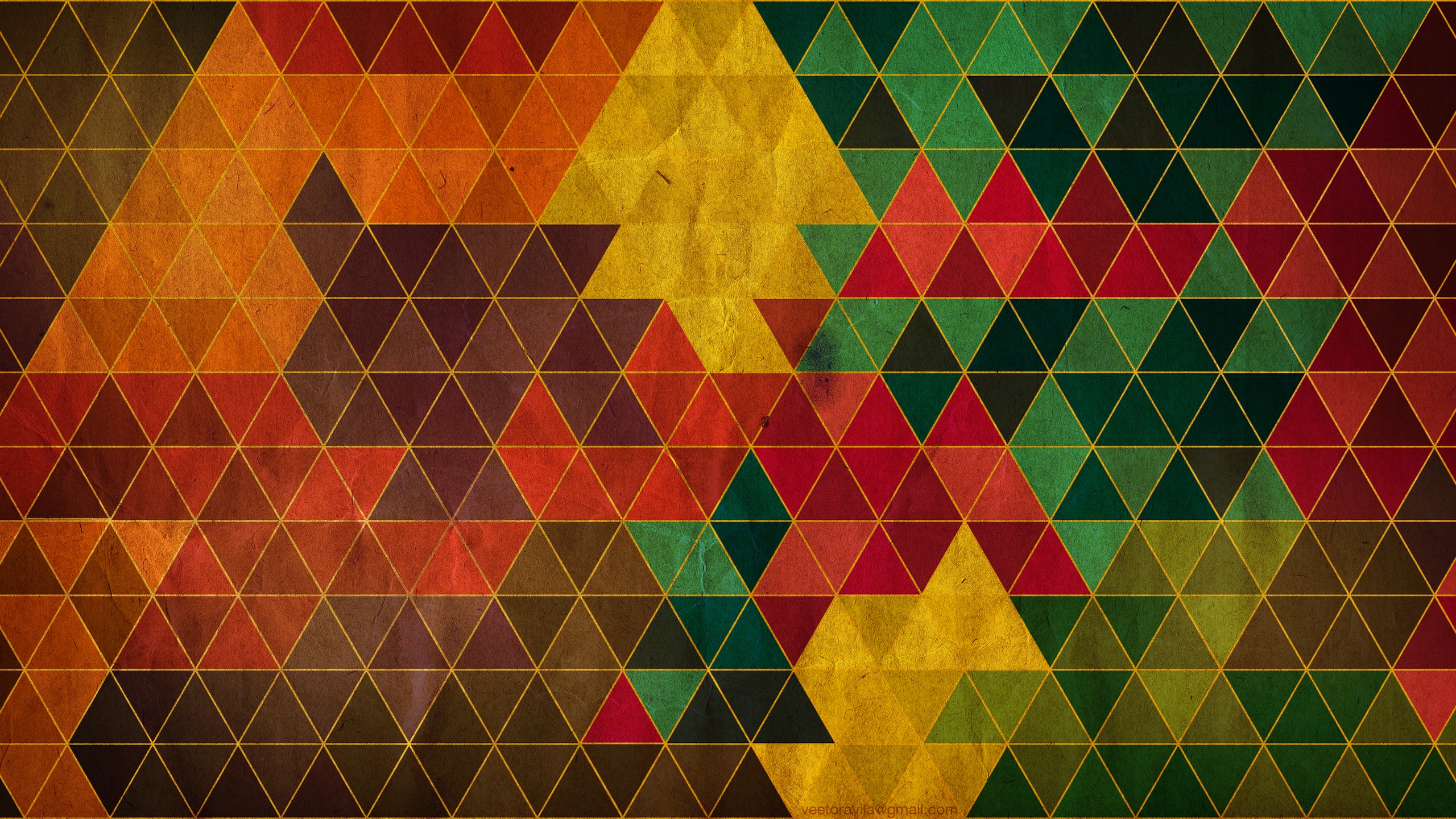 삼각형 패턴 벽지,주황색,삼각형,초록,노랑,무늬