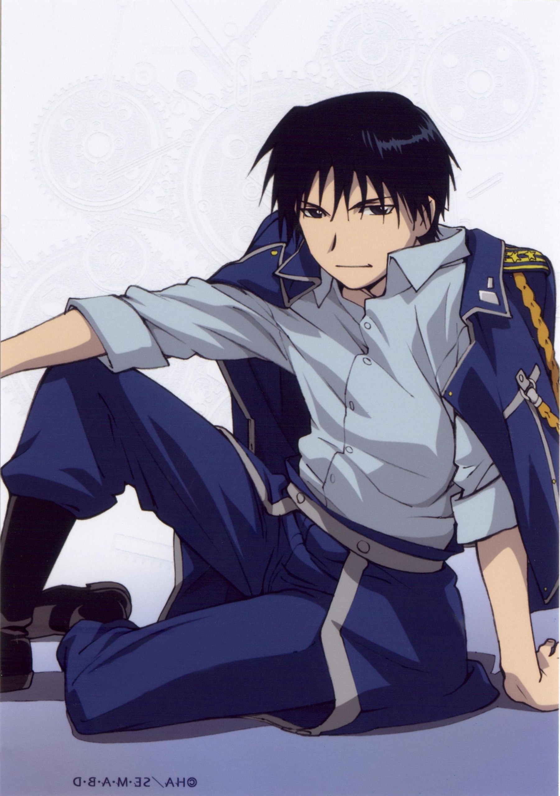 roy wallpaper,cartoon,anime,black hair,sitting