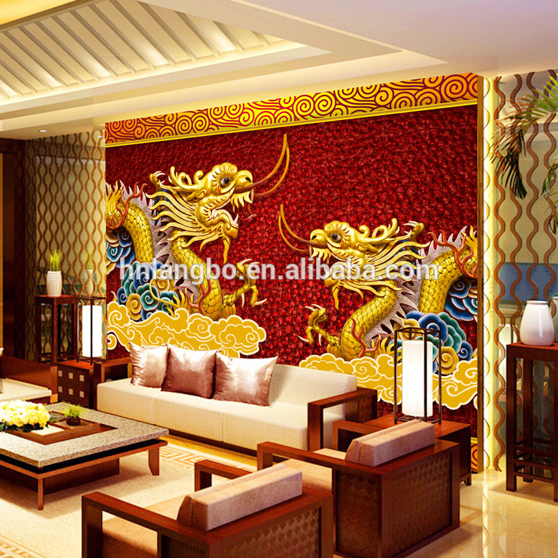 wallpaper naga emas,living room,wall,wallpaper,room,mural