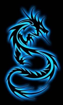 tapete naga biru,elektrisches blau,drachen,schriftart,grafik,grafikdesign