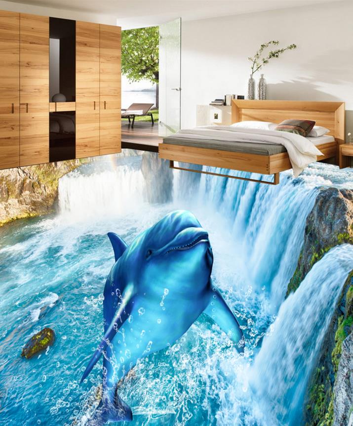 papel pintado 3d para piso,delfín,delfín nariz de botella común,piscina,delfín común de pico corto,mamífero marino