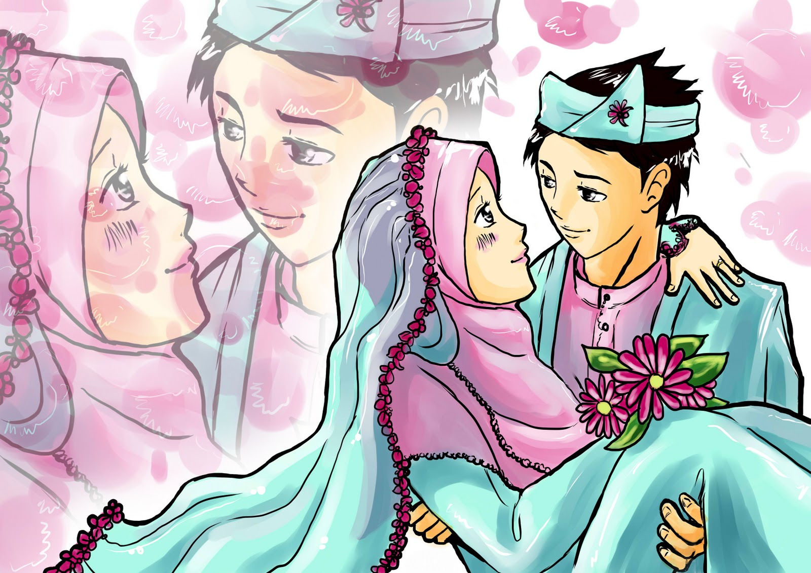 anime muslimah wallpaper,cartoon,illustration,fun,fictional character,graphics