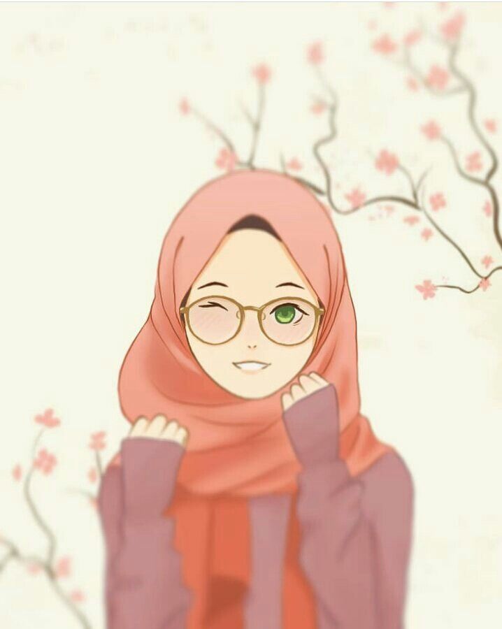 fond d'écran anime muslimah,visage,dessin animé,rose,tête,illustration