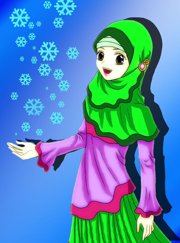 anime muslimah wallpaper,cartoon,green,illustration,violet,fictional character