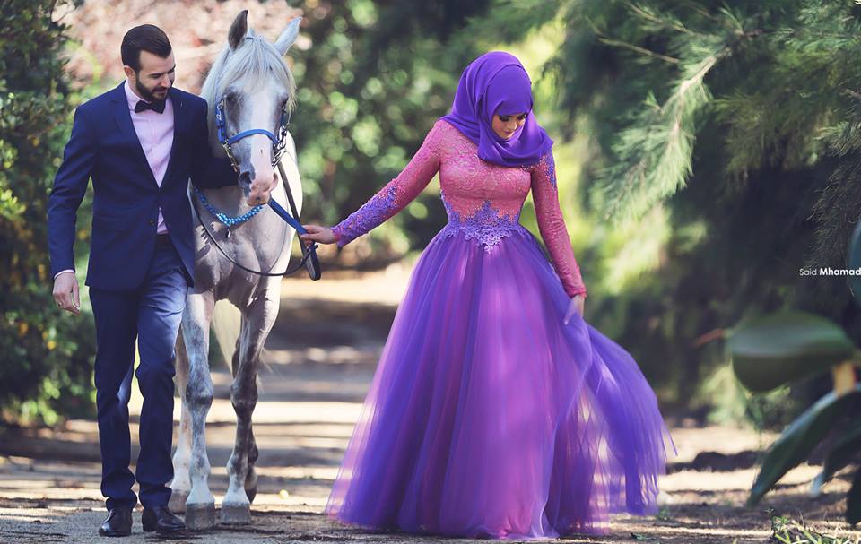 muslim couple wallpaper,purple,photograph,violet,dress,fun