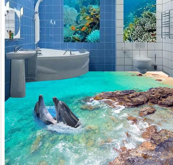 벽지 lantai 3d,물,아쿠아,해양 포유류,돌고래,수영장